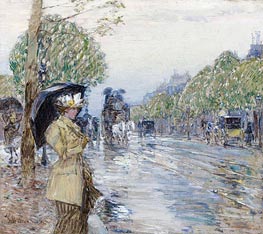 Rainy Day on the Avenue, 1893 by Hassam | Painting Reproduction