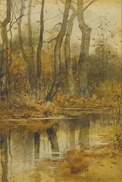 Stream in the Woods, undated by Hassam | Painting Reproduction
