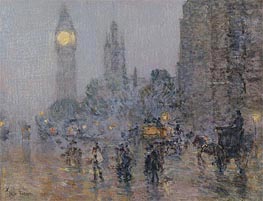 Nocturne - Big Ben, 1898 von Hassam | Gemälde-Reproduktion