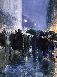 Rainy Night, c.1895 von Hassam | Gemälde-Reproduktion