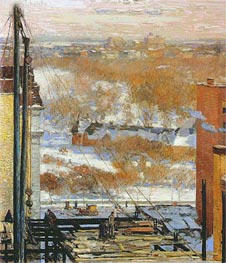 The Hovel and the Skyscraper, 1904 von Hassam | Gemälde-Reproduktion