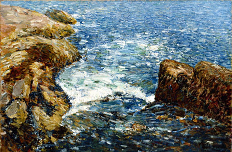 Surf and Rocks, 1906 | Hassam | Painting Reproduction