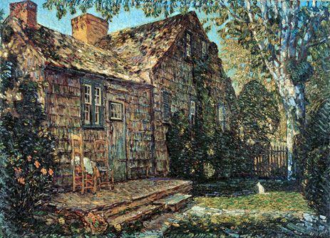 Little Old Cottage, Egypt Lane, East Hampton, 1917 | Hassam | Painting Reproduction
