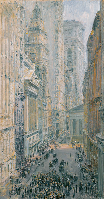Unteres Manhattan (Blick die Broad Street hinunter), 1907 von Hassam | Gemälde-Reproduktion