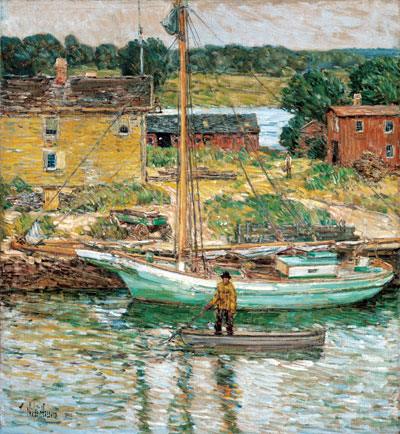 Austerschute, Cos Cob, 1902 von Hassam | Gemälde-Reproduktion