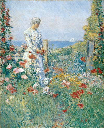 In the Garden (Celia Thaxter in Her Garden), 1892 by Hassam | Painting Reproduction