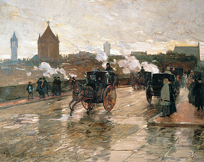 Clearing Sunset (Corner of Berkeley Street and Columbus Avenue), 1890 | Hassam | Painting Reproduction