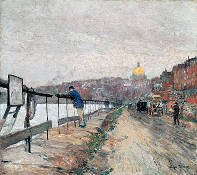 Charles River and Beacon Hill, 1892 by Hassam | Painting Reproduction