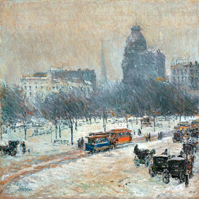 Winter in Union Square, c.1889/90 | Hassam | Gemälde Reproduktion
