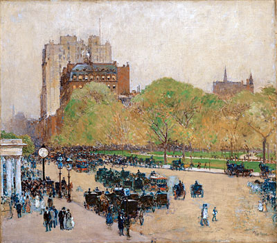 Spring Morning in the Heart of the City, 1890 by Hassam | Painting Reproduction