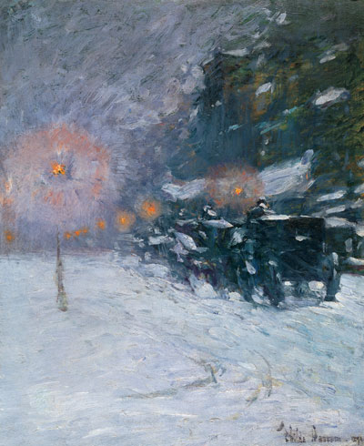 Winter, Midnight, 1894 by Hassam | Painting Reproduction