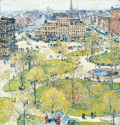 Union Square in Spring, 1896 by Hassam | Painting Reproduction