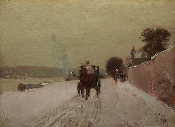 Entlang der Seine, Winter, 1887 | Hassam | Gemälde Reproduktion