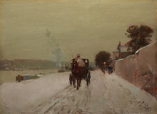 Entlang der Seine, Winter | Hassam | Gemälde Reproduktion