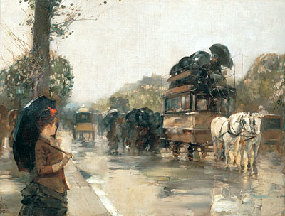 Aprilregen, Champs Elysées, Paris | Hassam | Gemälde Reproduktion
