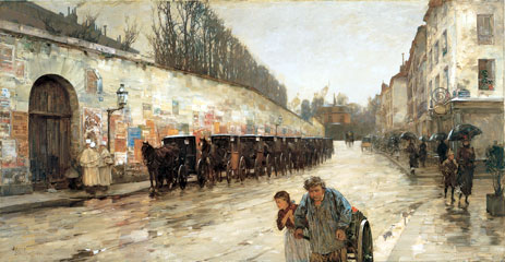 Une Averse - rue Bonaparte, 1887 | Hassam | Gemälde Reproduktion