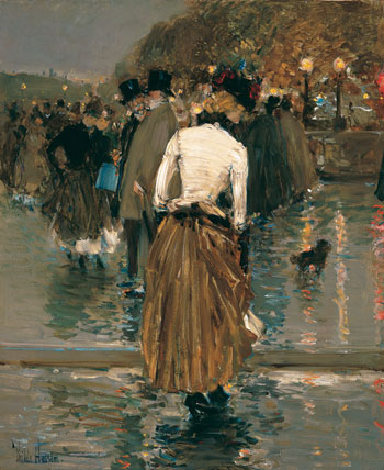 Promenade at Sunset, Paris, c.1888/89 | Hassam | Gemälde Reproduktion