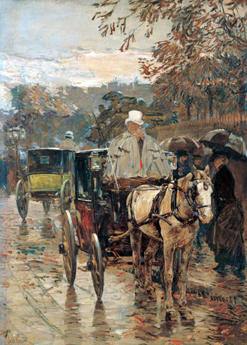 Carriage, Rue Bonaparte, 1888 | Hassam | Gemälde Reproduktion