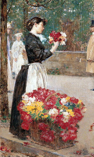 Flower Girl, c.1887/89 | Hassam | Painting Reproduction