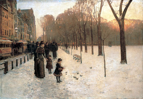 Boston Common in der Dämmerung | Hassam | Gemälde Reproduktion