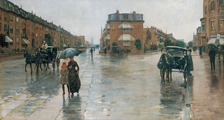 Regentag, Columbus Avenue, Boston | Hassam | Gemälde Reproduktion
