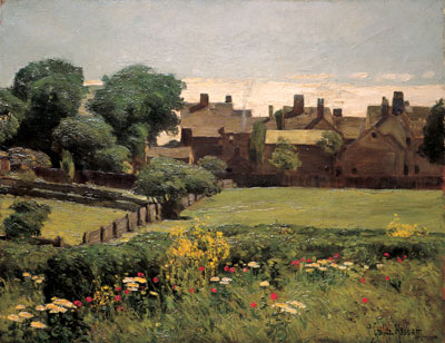 Village Scene, c.1883/85 | Hassam | Gemälde Reproduktion