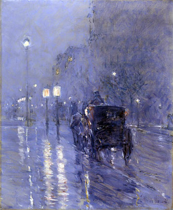 Abend in New York (Regennacht) | Hassam | Gemälde Reproduktion