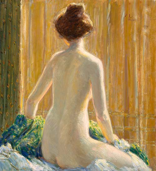 Nude Seated, 1912 by Hassam | Painting Reproduction
