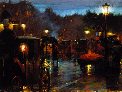 Paris at Night, 1889 | Hassam | Painting Reproduction