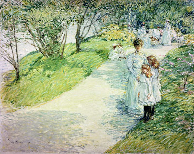 Promenaders in the Garden | Hassam | Painting Reproduction