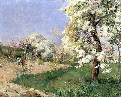 Birnenblüten, Villiers-de-Bel, n.d. von Hassam | Gemälde-Reproduktion