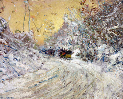 Sleigh Ride in Central Park, undated | Hassam | Painting Reproduction