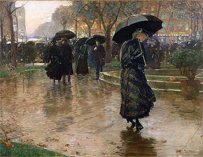Rainy Late Afternoon, Union Square, 1890 | Hassam | Painting Reproduction