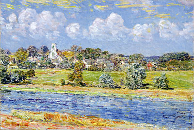 Landscape at Newfields, New Hampshire, 1909 | Hassam | Painting Reproduction