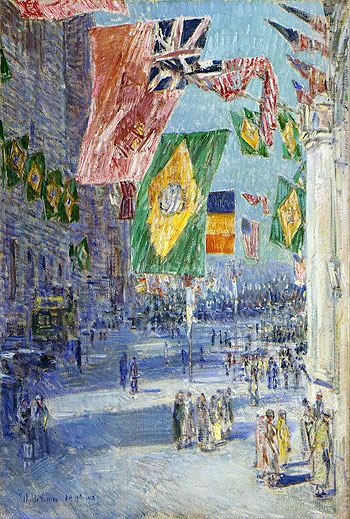 Avenue of the Allies: Brazil, Belgium, 1918, 1918 | Hassam | Painting Reproduction