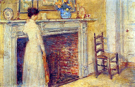 The Fireplace, 1912 | Hassam | Gemälde Reproduktion