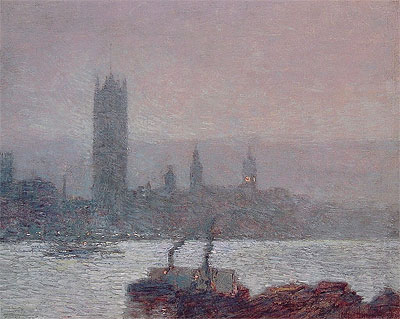 Houses of Parliament, Early Evening, 1898 | Hassam