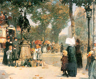 Paris Street Scene, 1887 | Hassam | Painting Reproduction