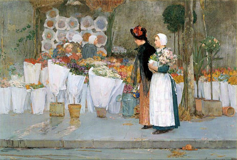 At the Florist, 1889 | Hassam | Painting Reproduction
