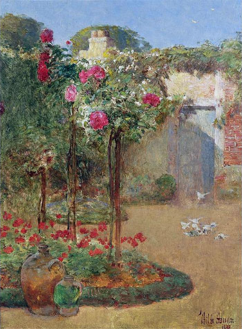 The Rose Garden, 1888 | Hassam | Painting Reproduction