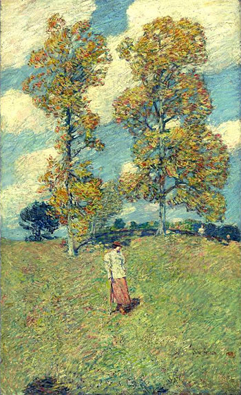 The Two Hickory Trees (Golf Player), 1919 | Hassam | Gemälde Reproduktion