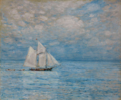 Sailing on Calm Seas, Gloucester Harbor, 1900 | Hassam | Gemälde Reproduktion