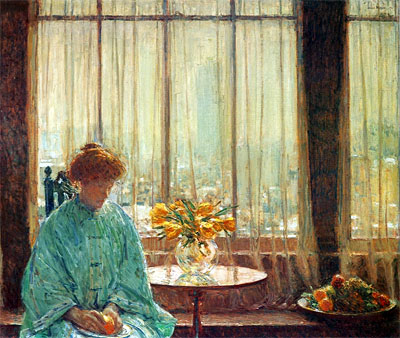The Breakfast Room, Winter Morning, 1911 | Hassam | Gemälde Reproduktion