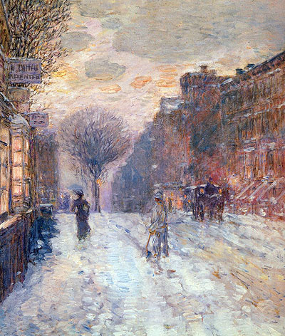 Early Evening After Snowfall | Hassam | Painting Reproduction