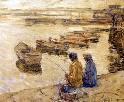 Fishing, 1896 | Hassam | Painting Reproduction