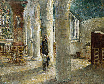 Church Interior, Brittany, 1897 | Hassam | Gemälde Reproduktion