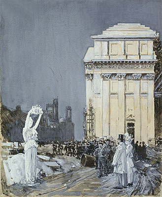 Scene at the World's Columbian Exposition, Chicago, 1892 | Hassam | Gemälde Reproduktion