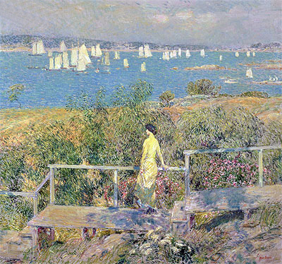 Yachts, Gloucester, 1889 | Hassam | Painting Reproduction