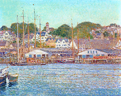 Hafen von Gloucester, 1917 | Hassam | Gemälde Reproduktion
