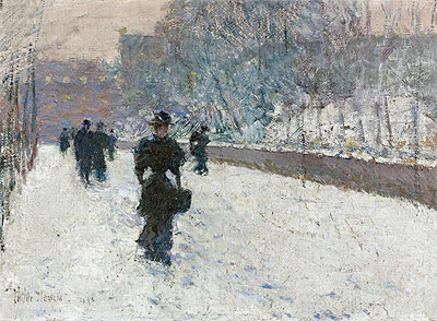 Promenade - Winter New York, 1895 | Hassam | Painting Reproduction